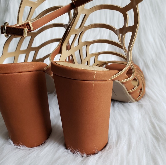 SOLD!! Brash Caged Tan Brown Sandal Heels 8.5 - Picture 3 of 8